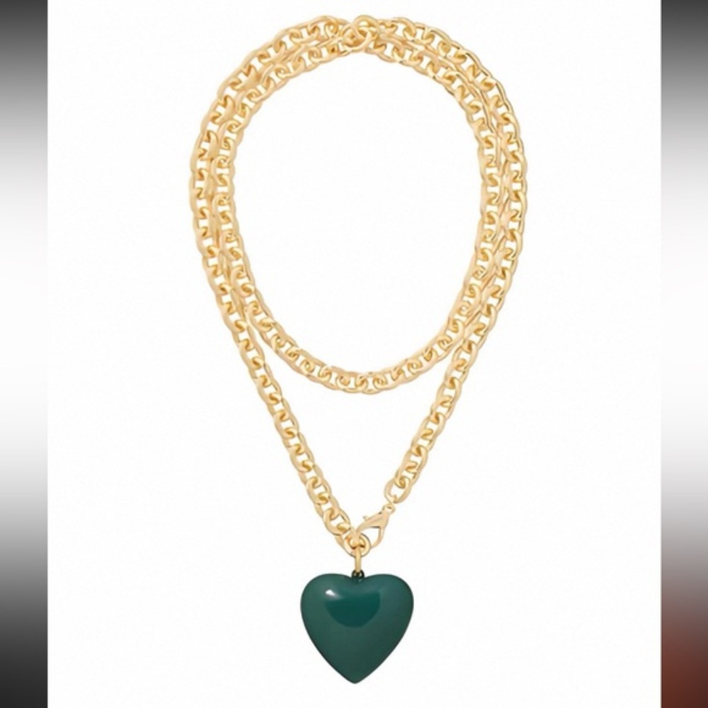 💚Roxanne assoulin The Puffy Heart Necklace in Forest Green